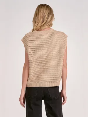 Elan Sleeveless Knit Sleeveless Sweater Cardigan - Taupe Size Medium thumbnail 2