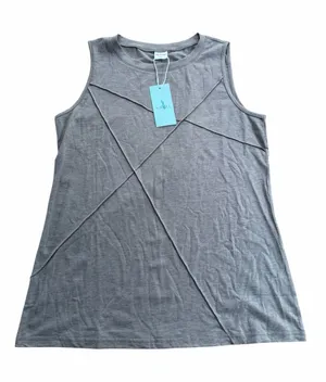 WIHOLL Women's Gray Sleeveless Tank Top Geometric Stitch Casual Crew Neck Size M thumbnail 1