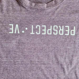 Two‎ Blind Brothers Womens T-Shirt Purple Perspective Braille Detail Medium M thumbnail 2