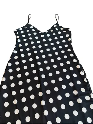 AFRM Black White Polka Dot Maxi Dress Side Slit V Neck Spotted Large Women's NWT thumbnail 3