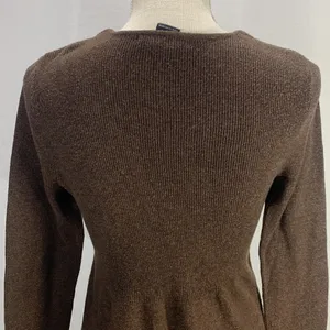 Sarah Spencer Wool Blend Brown V Neck Cardigan Sweater Size Large thumbnail 9