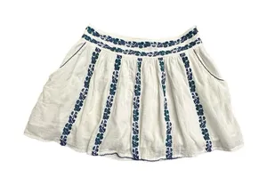 Tory Burch Size 8 Embroidered White Alexandria Skirt Women’s Beaded‎ #E13-5 thumbnail 1