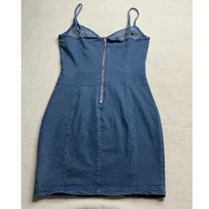 Windsor Womens Small Blue Denim Mini Dress Bustier Bodice Adjustable Straps Zip thumbnail 2