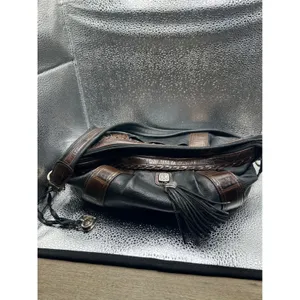 Brighton‎ Black Leather Hobo Shoulder Bag and Matching Wallet Set Croc thumbnail 6