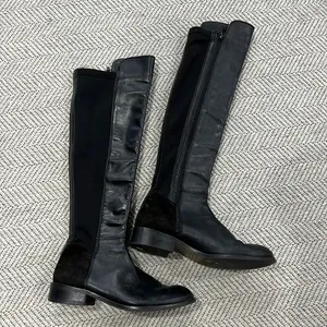 Luichiny Tall Boot Brown Leather and Fabric Over the Knee Riding Boots thumbnail 1