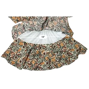 Zara AOP Ikat Print Tiered Elastic Waist Dress Tan Green Tribal MEDIUM Boho Chic thumbnail 8