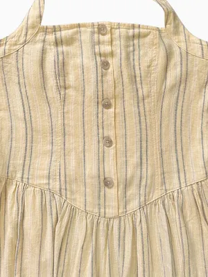 Universal Threads Halter Drop Waist Stripe Linen Blend Mini Sundress Yellow Sz M thumbnail 10
