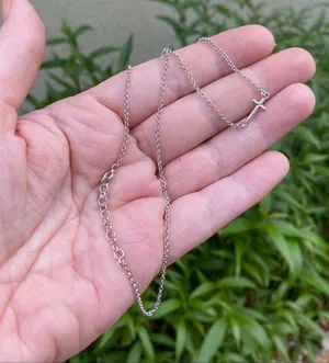 Sideways Cross Minimalist Sterling Silver Necklace thumbnail 5