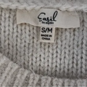 Easel Cream Pearl Cutout Sleeve Fuzzy Knit Sweater S/M thumbnail 9