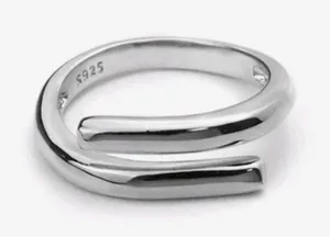 Unisex Solid Wrap 925 Sterling Silver‎ Band Ring, Adjustable thumbnail 1
