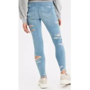 American Eagle Women's Size 16‎ Short Hi-Rise Jegging Light Wash Destroyed High thumbnail 2