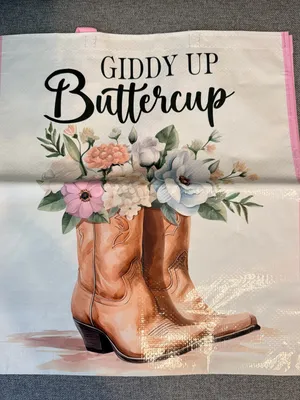 Giddy Up Buttercup Floral Cowboy Tote in Pink and Brown thumbnail 2