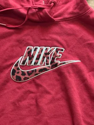 Nike Women's Red Animal Printed Leopard Graphic Futura Hoodie Medium thumbnail 2