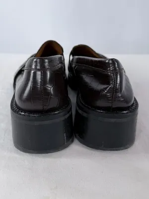 & Other Stories Croc Embossed Block‎ Heel Loafers in Dark Brown Size 10.5 thumbnail 6