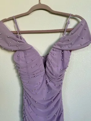 Windsor Lavender Pearl Bodycon Midi Dress NWT XS Bridesmaid Prom Formal thumbnail 5