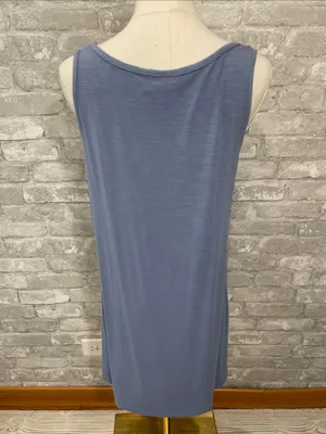 LOGO by Lori Goldstein Blue Sleeveless V-Neck Pocket Tank thumbnail 4