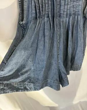 Free People Denim Webster Romper Blue Women's Small Sleeveless Pintuck thumbnail 7