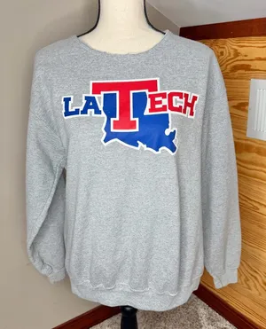Fanatics LA Tech Louisiana Tech Bulldog Sweatshirt Medium Gray Crewneck Pullover thumbnail 1