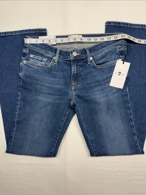 7 For All Mankind The Original Bootcut Low-Rise Women's Dark Blue Jeans thumbnail 7