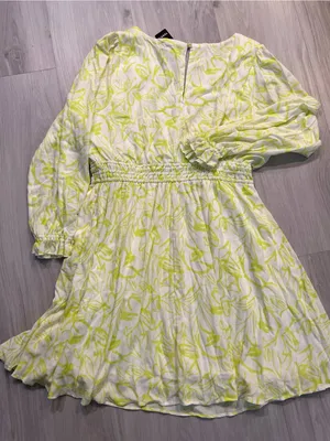 torrid Light Yellow Floral V-Neck‎ Long Sleeve Dress thumbnail 5