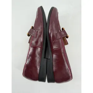 Time and Tru Loafers Women Size 6 Burgundy Gold Bit Hardware Preppy Old Money thumbnail 7