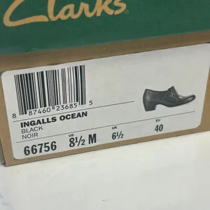 Clarks Artisan Black Leather Double Strap Mary Jane Wedge Pumps 87415 9M thumbnail 13