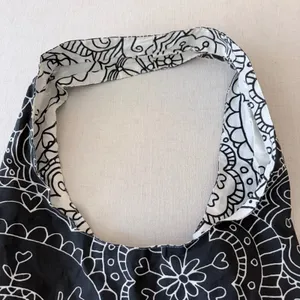Unbranded Reversible Hobo Bag Women OS Black White Mandala Floral Tote Pouch thumbnail 2