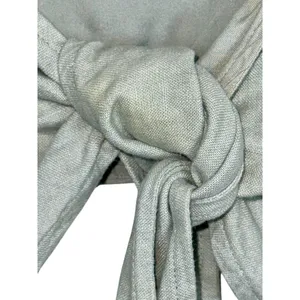 Abercrombie & Fitch Green Linen Tie Front Puff Sleeve Crop Top Womens Size Small thumbnail 6