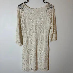 Velvet by Graham & Spencer Lace Dress Crochet‎ Overlay Cream Floral Size Small thumbnail 6