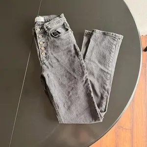Reformation Slim Straight Leg Jeans Washed Black Denim Button Fly Size 25‎ thumbnail 5