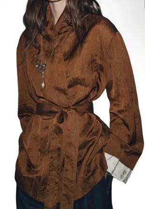 Zara Brown Belted Wrap Kimono Oversized Jacket(Size Small) thumbnail 1
