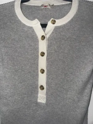 Faherty Women's Mikki Henley Neutral Colorblock Sweater thumbnail 7