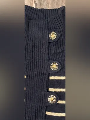 FINAL PRICE Lauren Ralph Lauren Black and Metallic Gold Striped Turtleneck thumbnail 2