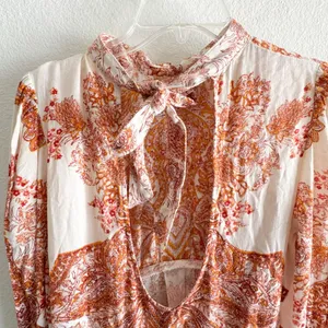 FREE PEOPLE Lady Luck Bell Sleeve Print Tunic or Mini Dress In Ivory Size XS thumbnail 8
