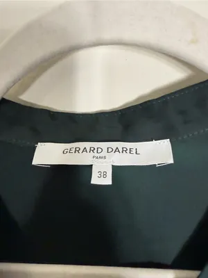 Gerard Darel Johan Smocked Trim Dark Green Dress Size 6 thumbnail 6