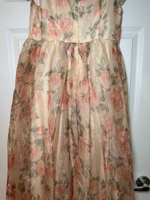 SHEIN Floral Ruffled Chiffon Maxi Dress - Peach Rose Print Size M NWT thumbnail 7