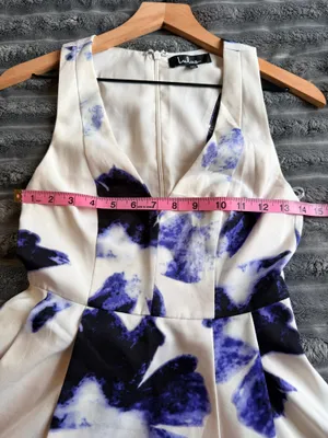 Lulus Seeing Chic Blue & Ivory Print Skater Dress Cottagecore Romantic European thumbnail 4