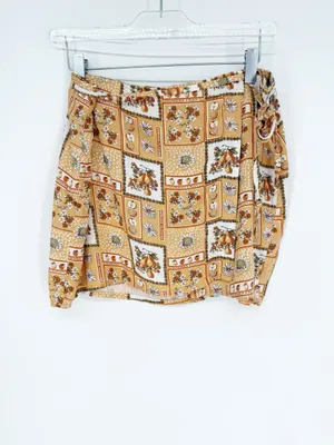 Motel Rocks Stamp‎ Mini Wrap Skirt Women's M Orange Y2K thumbnail 2