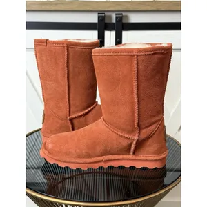 BEARPAW Elle Short 1962W Rust Orange Suede Sheepskin Winter Boots Women Size 6 thumbnail 5