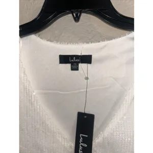 Lulus Women's White Sequin V-Neck Mini Dress Size XS Short Sleeve Lined New thumbnail 2