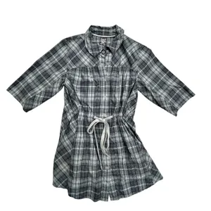 Helly Hansen Odin Women's Plaid Black Gray Snap Up Tie Waist Shirt SM GORP thumbnail 1
