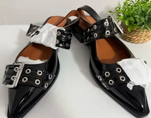 Black Patent Grommet Strap Women’s Sandals thumbnail 1