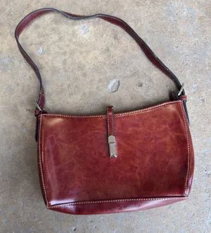 Vintage Brown Faux Leather Baguette Shoulder Bag Y2K Mahogany Small Purse thumbnail 1