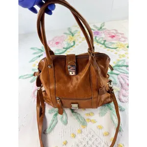 Borse‎ in Pelle Italian Cognac Brown Leather Satchel Crossbody Bag thumbnail 3