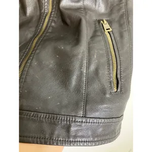Levi Strauss Moto Jacket Womens Size M Brown Good Faux Leather Quilted Edgy thumbnail 6