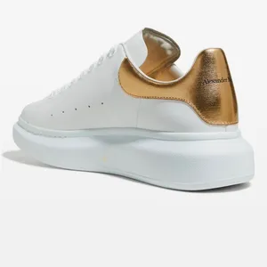 Alexander McQueen Metallic Gold & White Oversized Lace Up Sneakers Size 39 thumbnail 3