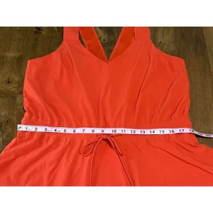 EUC Womens‎ Athleta Savannah Strap Mini Dress athletic orange stretch size L thumbnail 5