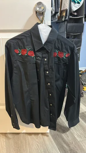 Vintage Western Button Up Black Size M thumbnail 1