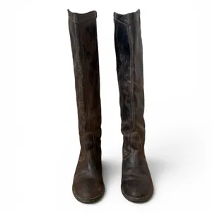 Steve Madden P-Manor Brown Leather Boots Tall Riding Western Women's Size 8 thumbnail 2