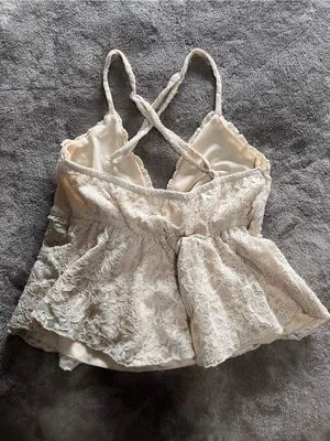 ALTAR’D STATE Full Lace Cream Babydoll Tank Top Women’s Sz XXS EUC thumbnail 5